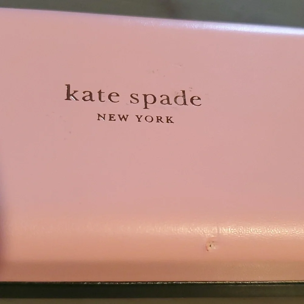 Kate Spade Eyeglass/Sunglasses Case Green & Pink HARD side Lined